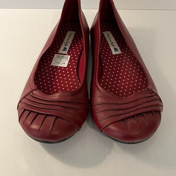 American Eagle Red Faux Leather Ballet Flats ~ Women's Size 9.5M ~ New no Box - Picture 2 of 8